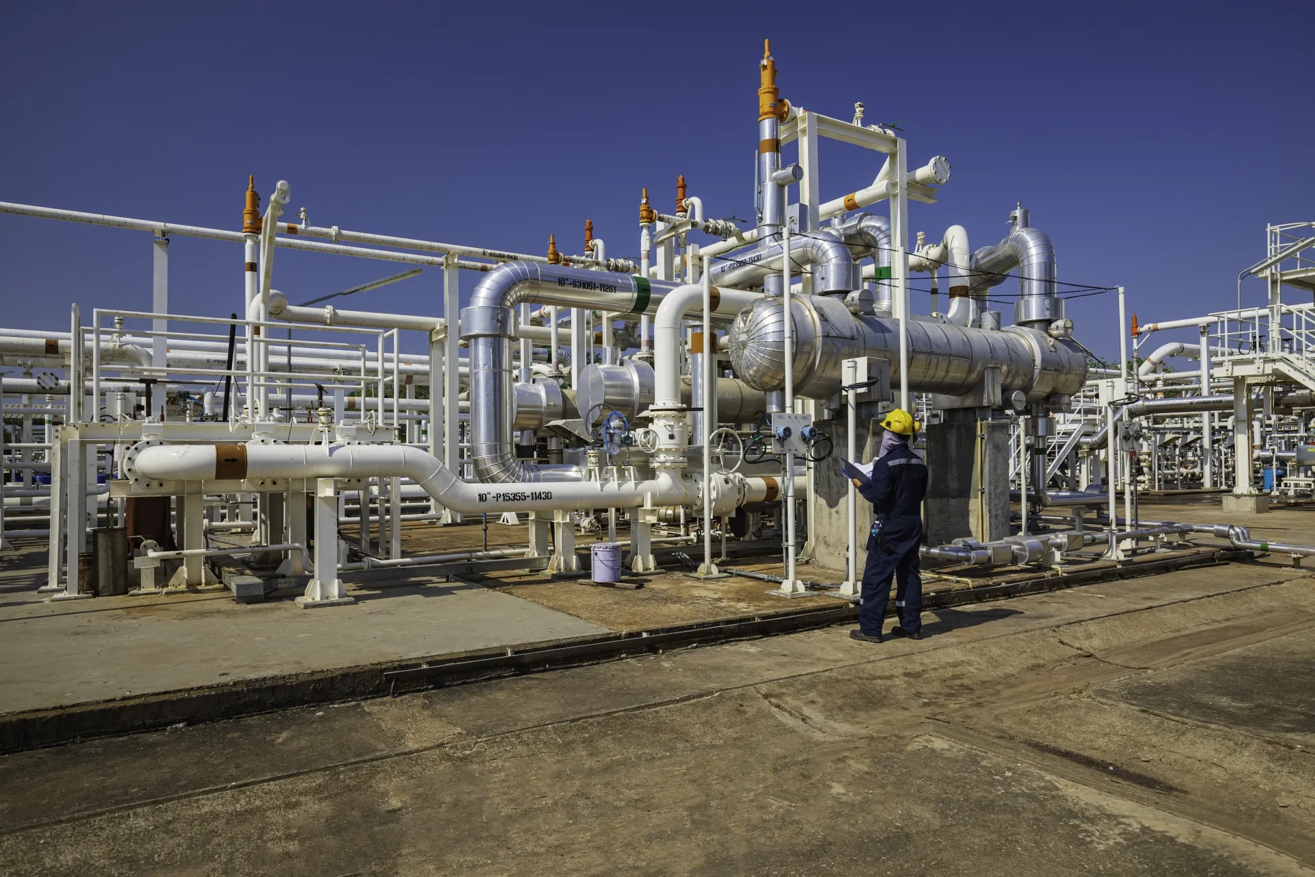 Ingeniero realizando una inspección técnica en una instalación industrial